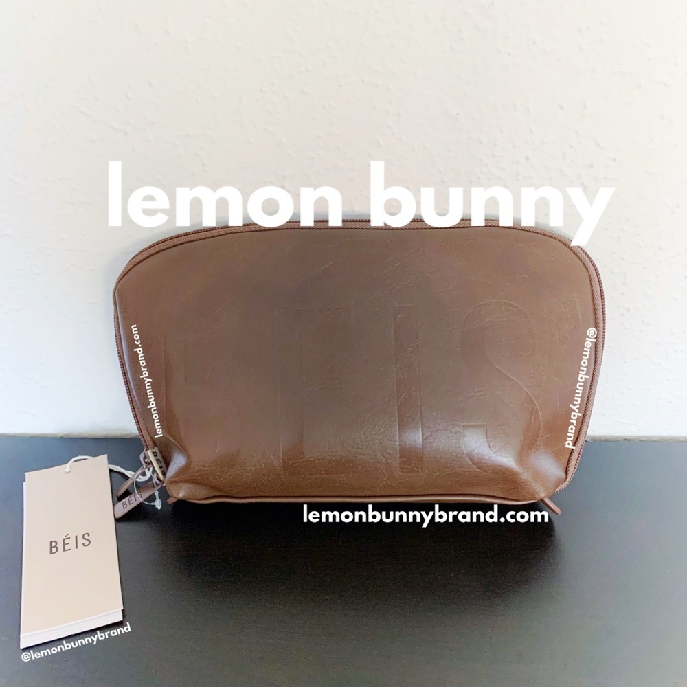 BÉIS The Cosmetic Pouch Set in Maple Brown Brand New NWT